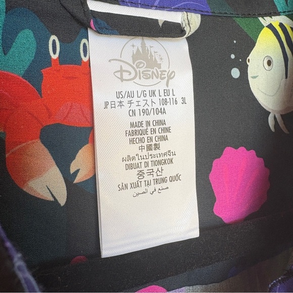 Disney The Little Mermaid Woven Shirt button up Live Action Film Hawaiian shirt - Picture 4 of 9